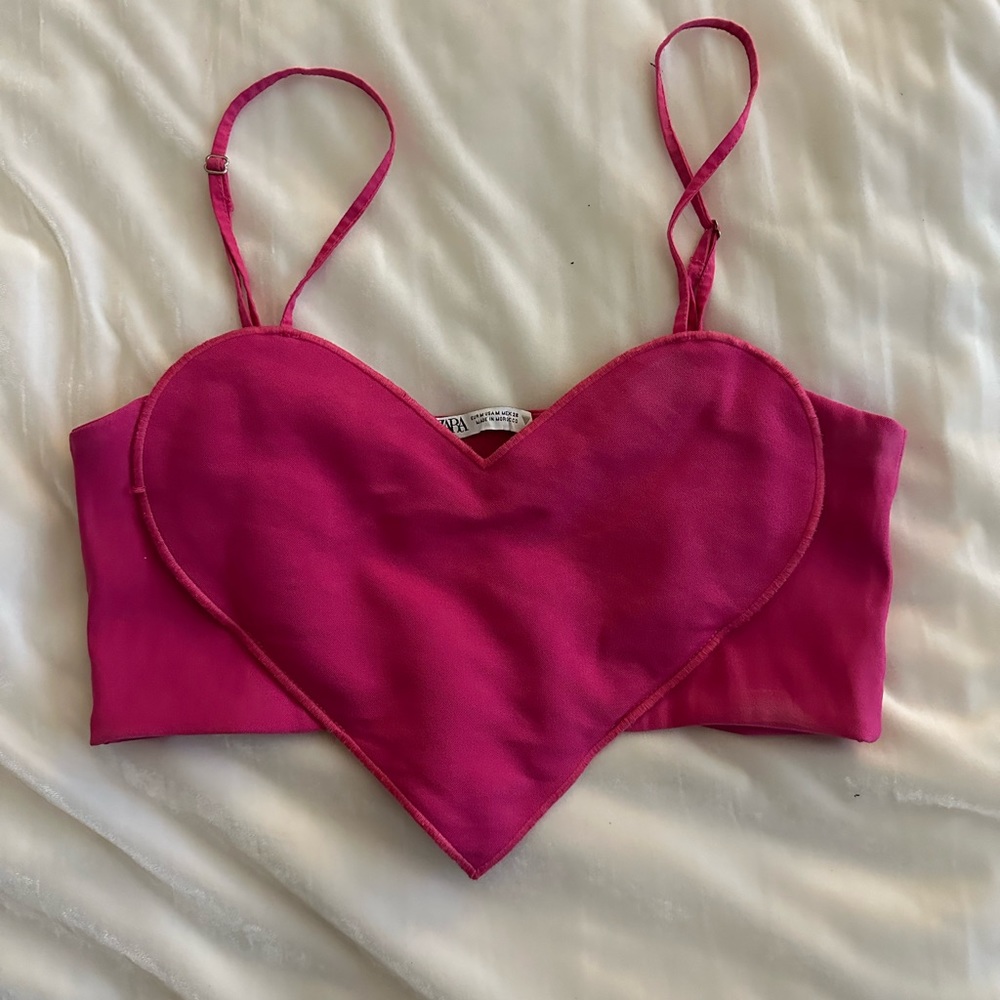 Zara heart crop top pink